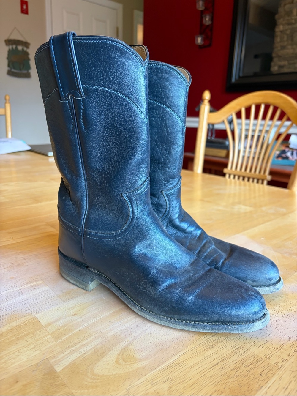 Navy Justin Boots - Womens Sz 6 1/2